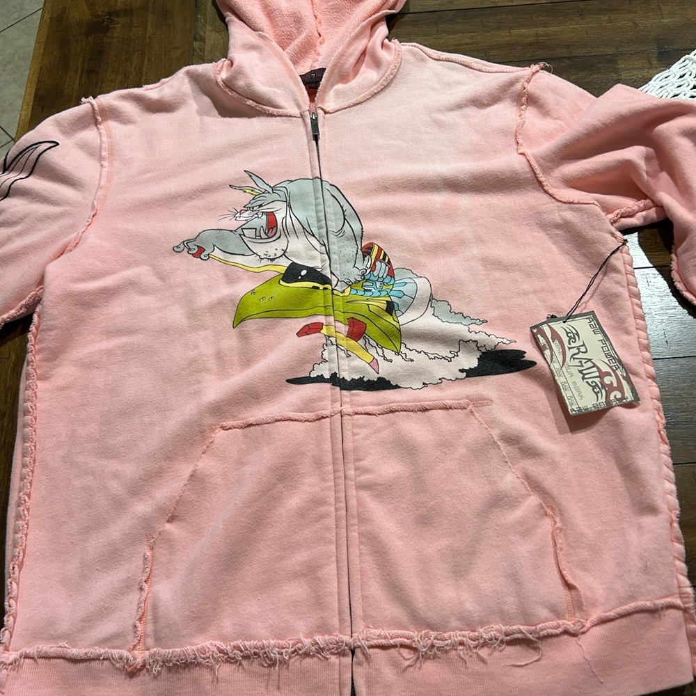 Raw 7 brand new unisex pink zip up hoodie